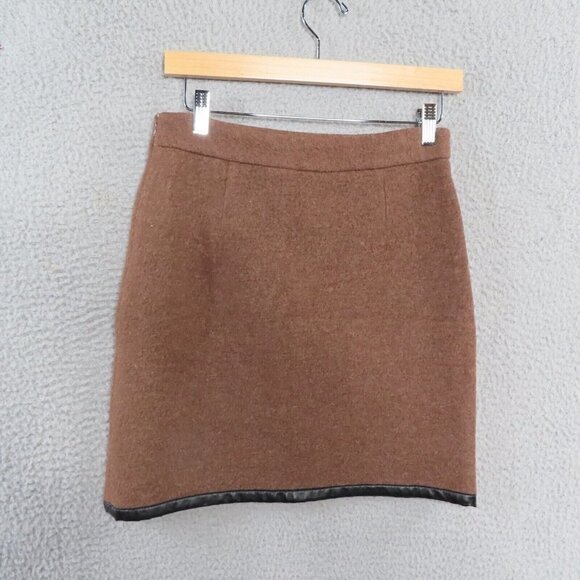 Vintage Vivienne Tam Skirt 2 Wool Viscose Rayon Trim Lined 1990s Classic Brown - Picture 3 of 9